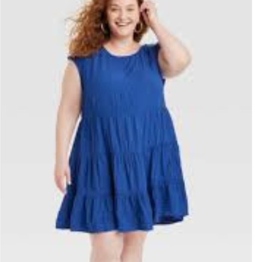 New NWT Knox Rose crinkle dress in blue XXL